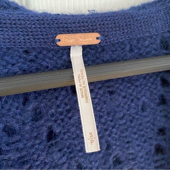 Free People Lemon Drop Alpaca Hooded Oversized Deep Blue Cardigan Small - Picture 6 of 13